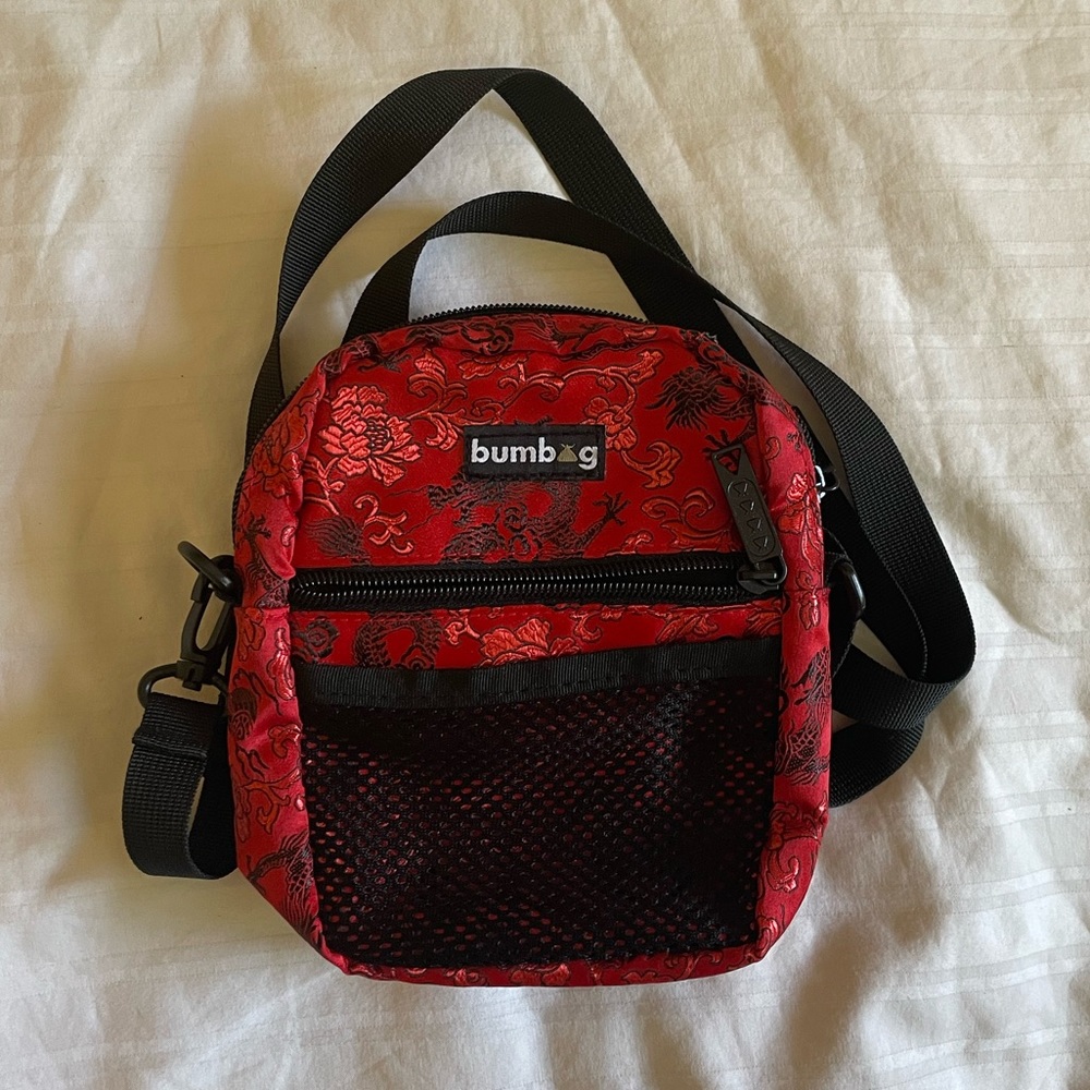 Stunning BUM bag red oriental print Y2K